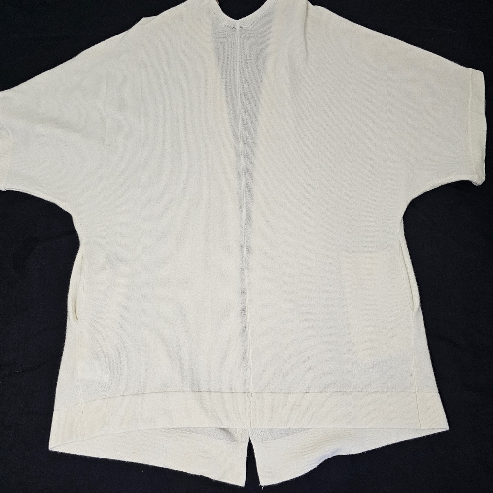 Lark & Ro 100% Cashmere Cream Open Front Cardigan Kimono Sleeve Sweater M/L - Picture 3 of 7